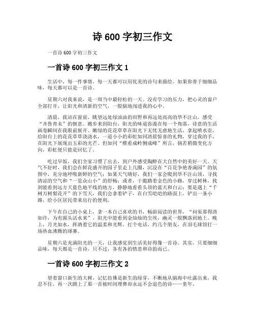 诗600字初三作文