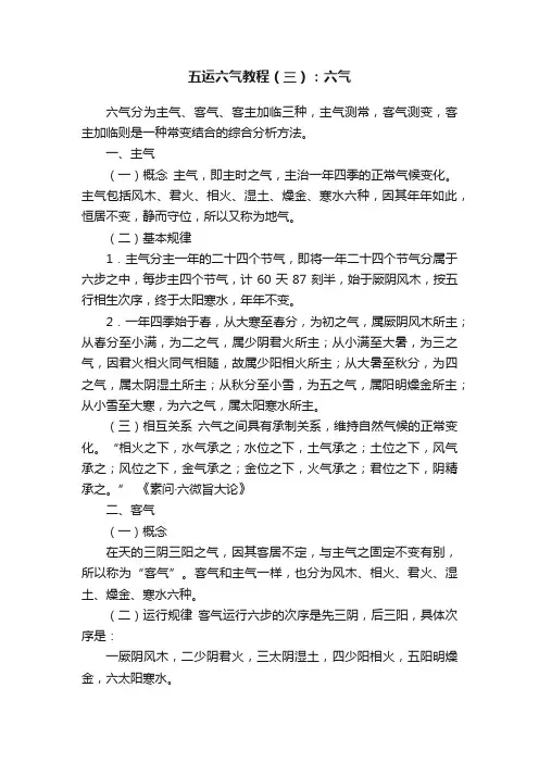 五运六气教程（三）：六气