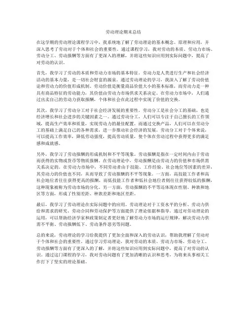 劳动理论期末总结
