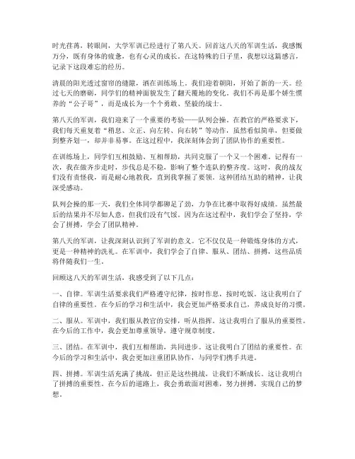 大学军训感言第八_天
