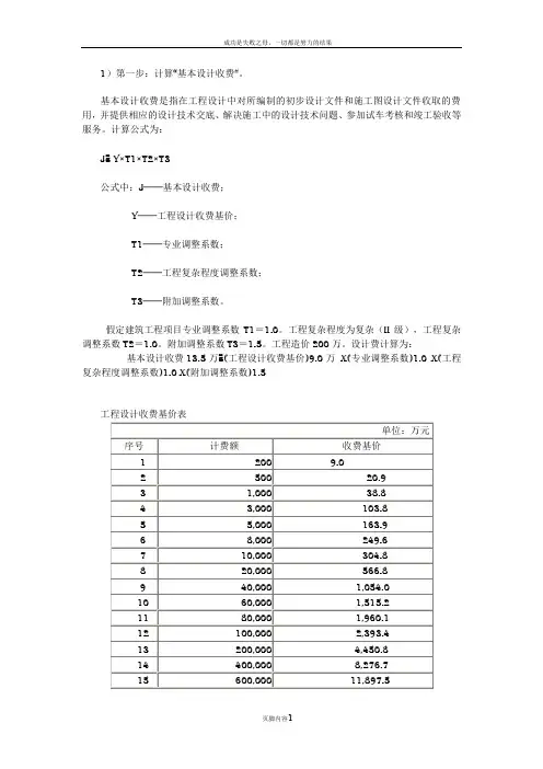 工程勘察设计取费计算说明--针对室内设计取费举例