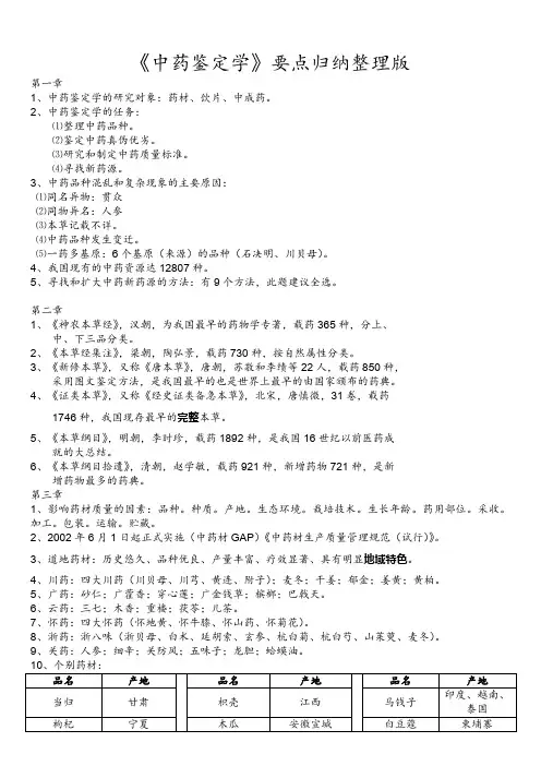 (完整word版)《中药鉴定学》要点归纳整理版