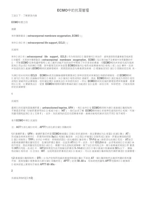 ECMO中的抗凝管理