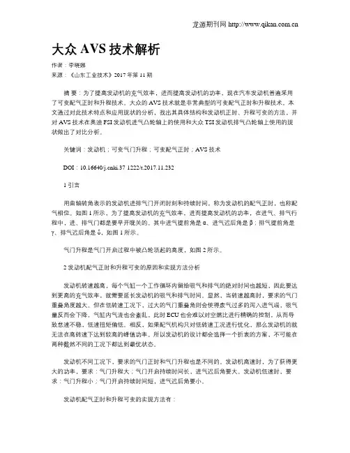 大众AVS技术解析