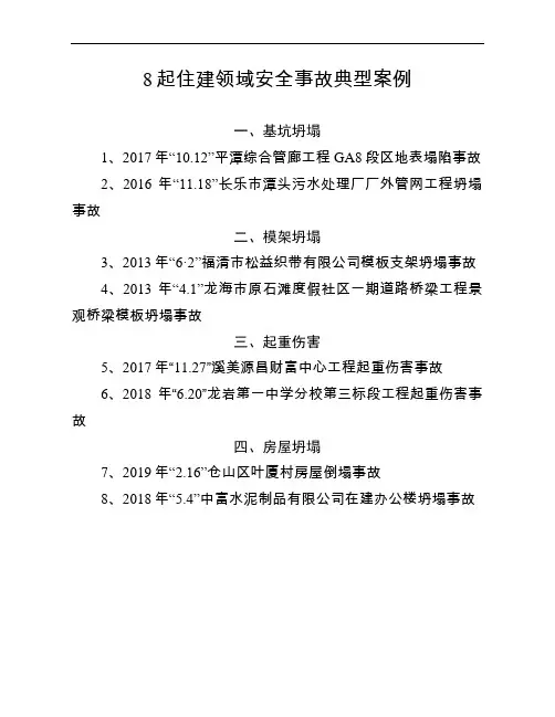 8起住建领域安全事故典型案例