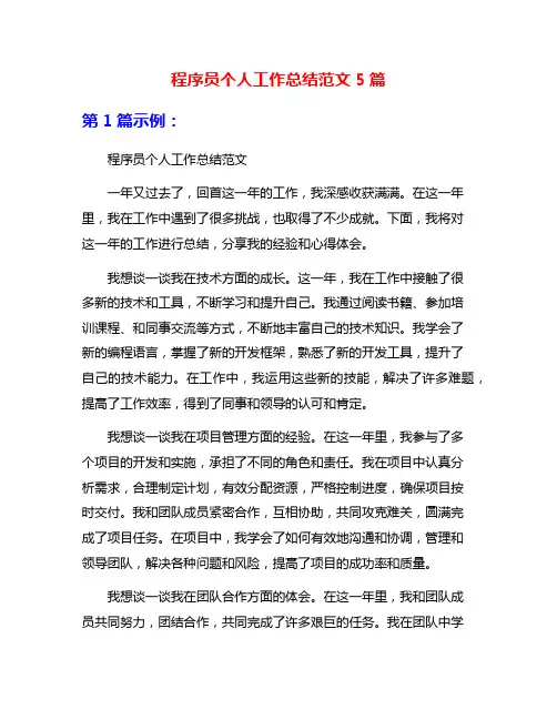 程序员个人工作总结范文5篇