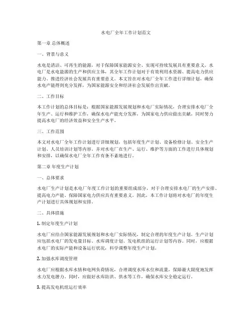 水电厂全年工作计划范文