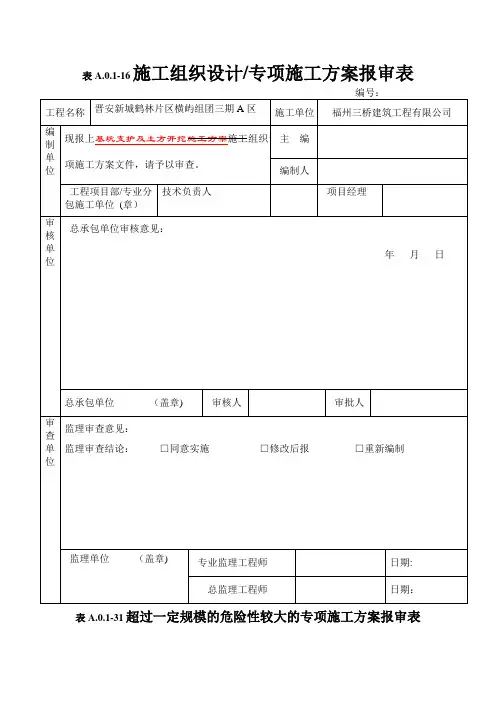 专家评审方案审批表最新施工方案报审表