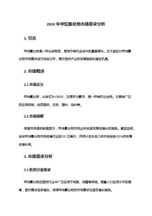 2024年甲烷氯化物市场需求分析