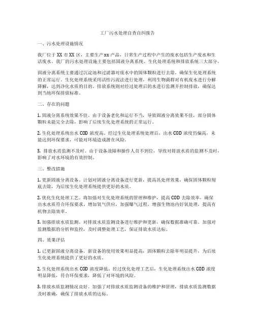 工厂污水处理自查自纠报告