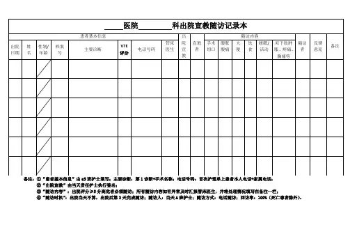 患者出院宣教随访记录本