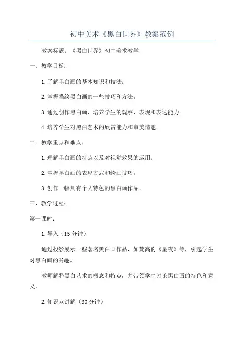 初中美术《黑白世界》教案范例