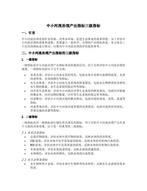 中小河流治理产出指标三级指标