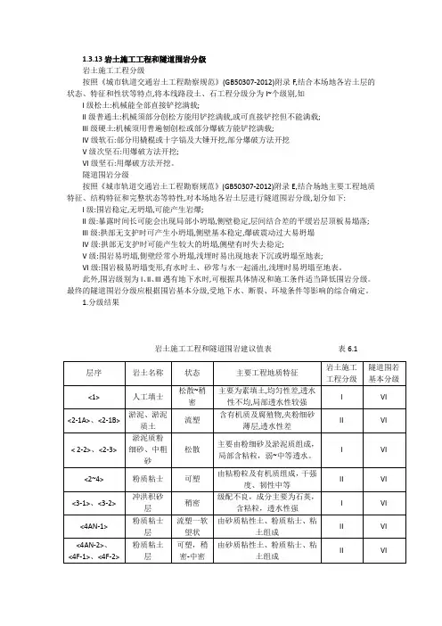 岩层编号及分级