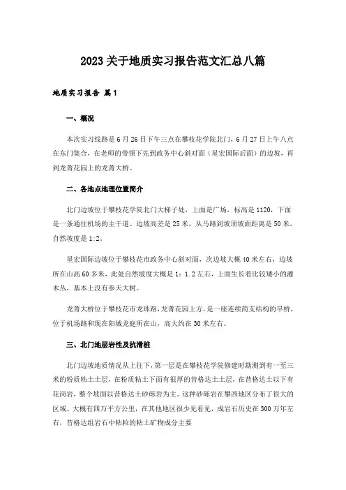 2023关于地质实习报告范文汇总八篇