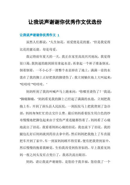 让我说声谢谢你优秀作文优选份