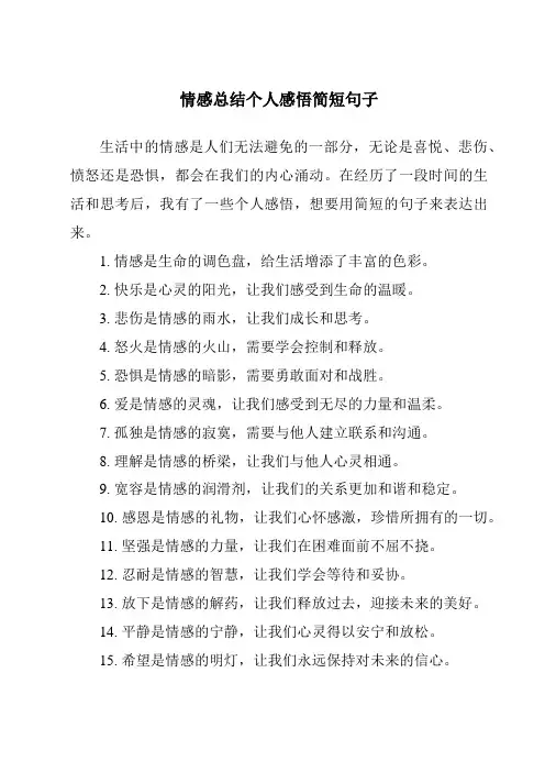 情感总结个人感悟简短句子