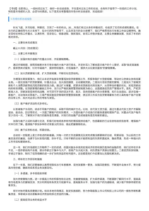 市场分析总结报告5篇