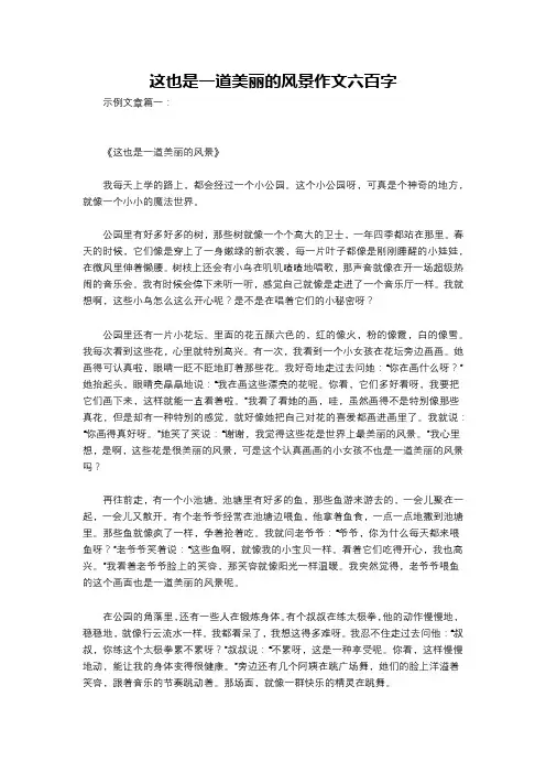 这也是一道美丽的风景作文六百字