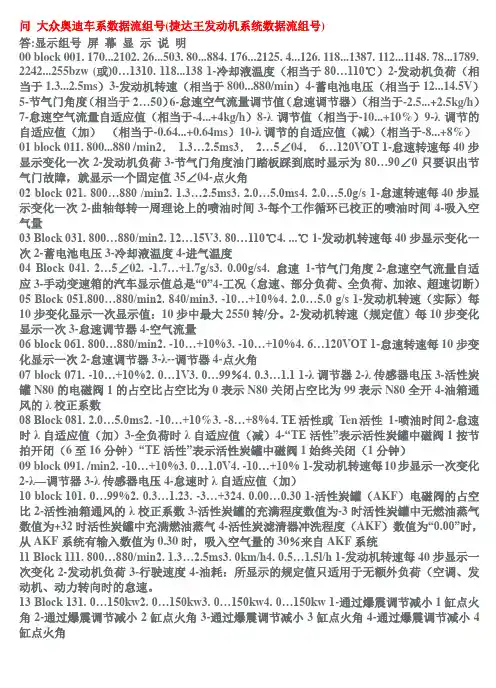 大众奥迪车系数据流组号(捷达王发动机系统数据流组号)