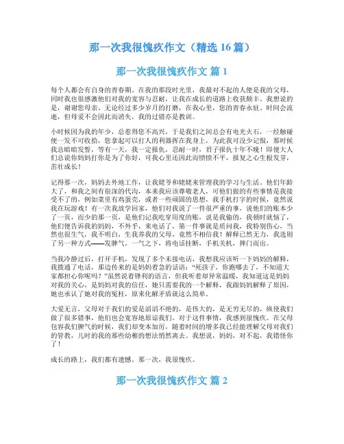 那一次我很愧疚作文(精选16篇)