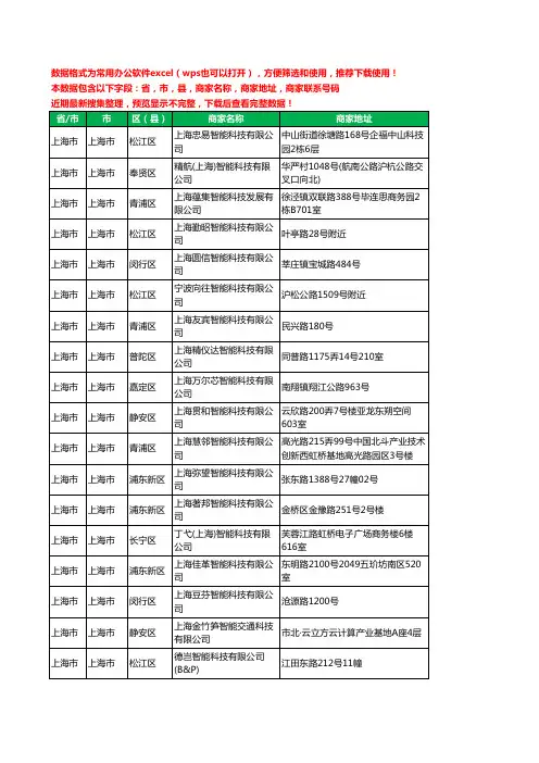 2020新版上海市智能科技有限公司工商企业公司商家名录名单黄页联系电话号码地址大全894家
