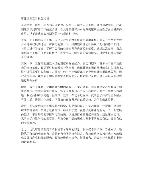 审计助理实习报告周记