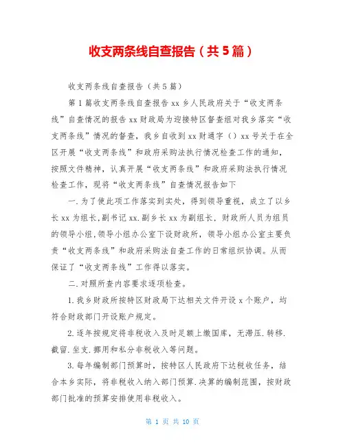 收支两条线自查报告(共5篇)