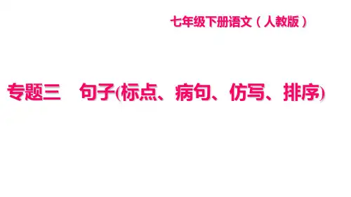 部编人教版七年级语文下册作业课件(RJ) 期末专题复习 专题三 句子(标点、病句、仿写、排序)