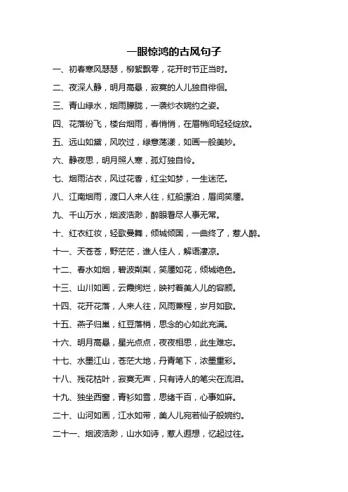 一眼惊鸿的古风句子