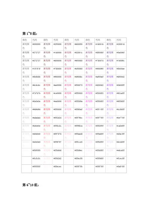颜色代码大全