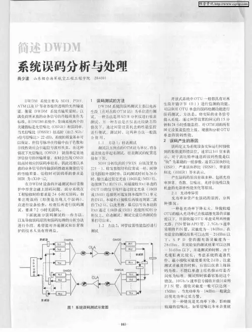 简述DWDM系统误码分析与处理