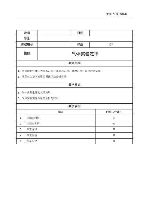 高中物理—气体实验定律