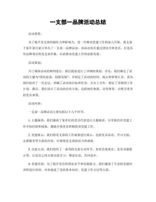 一支部一品牌活动总结