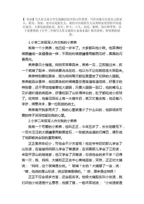 小学二年级写人作文我的小弟弟6篇