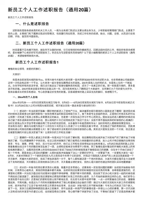 新员工个人工作述职报告（通用20篇）