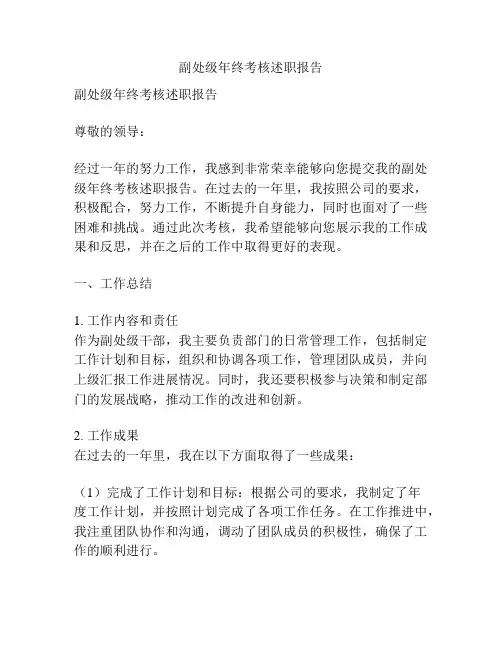 副处级年终考核述职报告