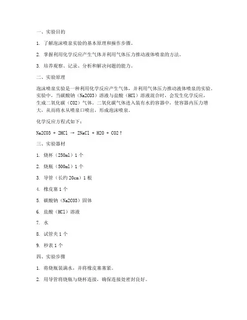 化学泡沫喷泉实验报告