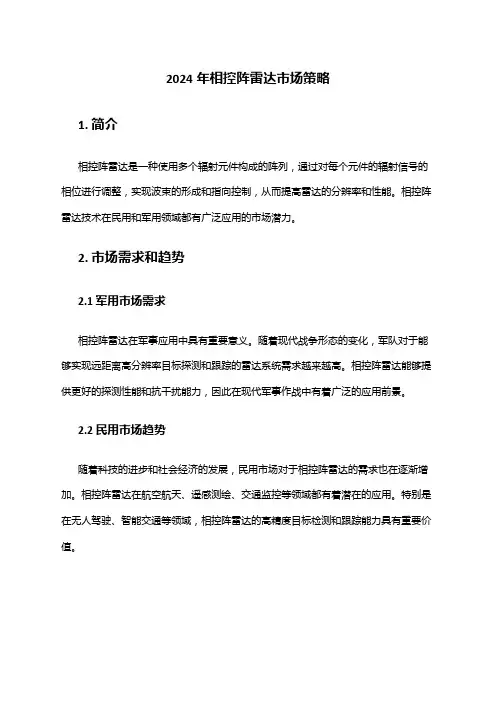 2024年相控阵雷达市场策略