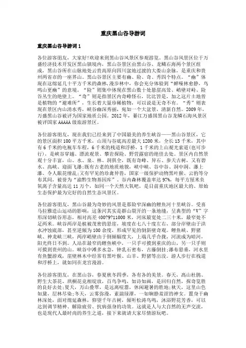 重庆黑山谷导游词