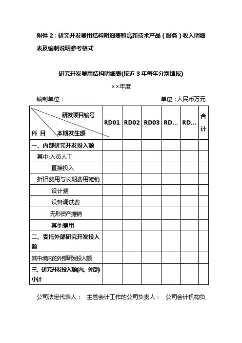 研究开发费用结构明细表按近3年每年分别填报