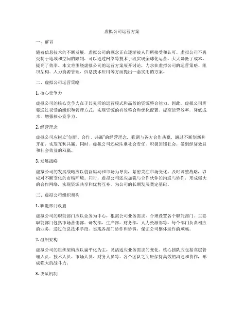 虚拟公司运营方案