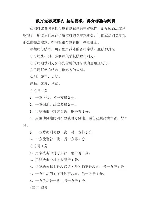 散打竞赛规则 技法要求、得分标准与判罚