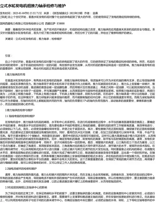 立式水轮发电机组推力轴承检修与维护