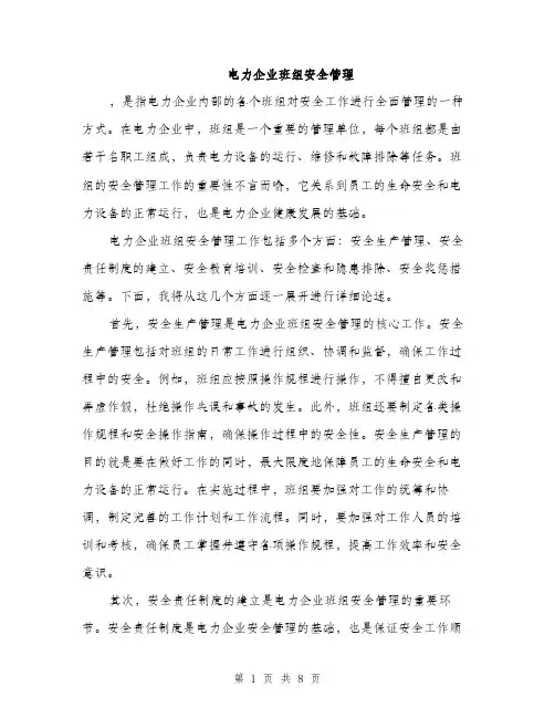 电力企业班组安全管理（2篇）
