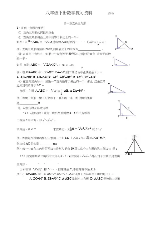 八年级下册数学复习专题.docx