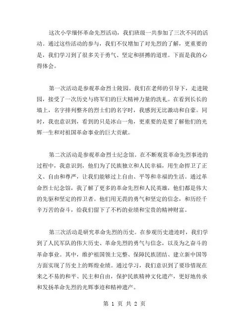 小学缅怀革命先烈活动总结范文