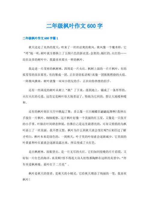 二年级枫叶作文600字