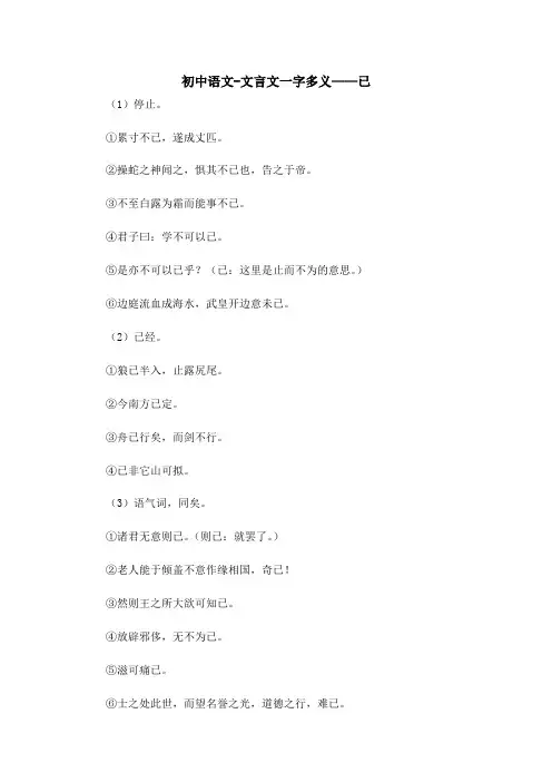 初中语文-文言文一字多义——已