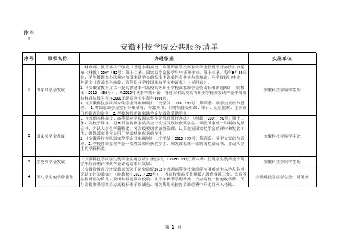 安徽科技学院公共服务清单